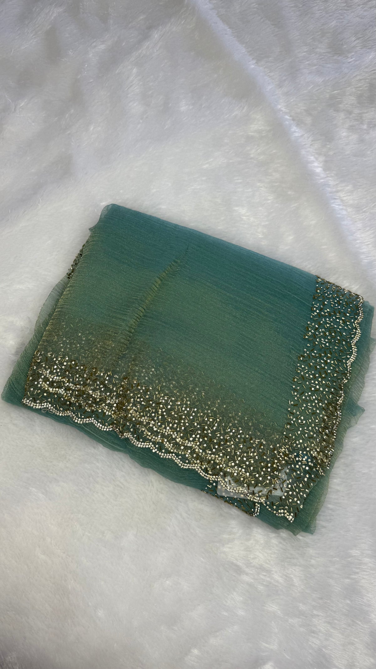 Teal Blue Crush Designer Saree