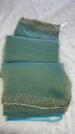 Teal Blue Crush Designer Saree