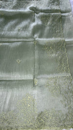 Pista Green Embrodiary tissue Saree