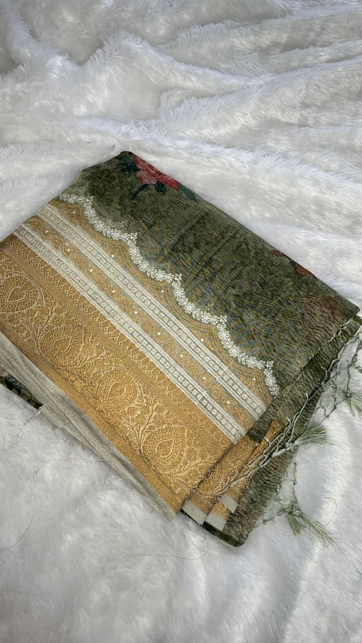 Green TissueDigital Print Saree