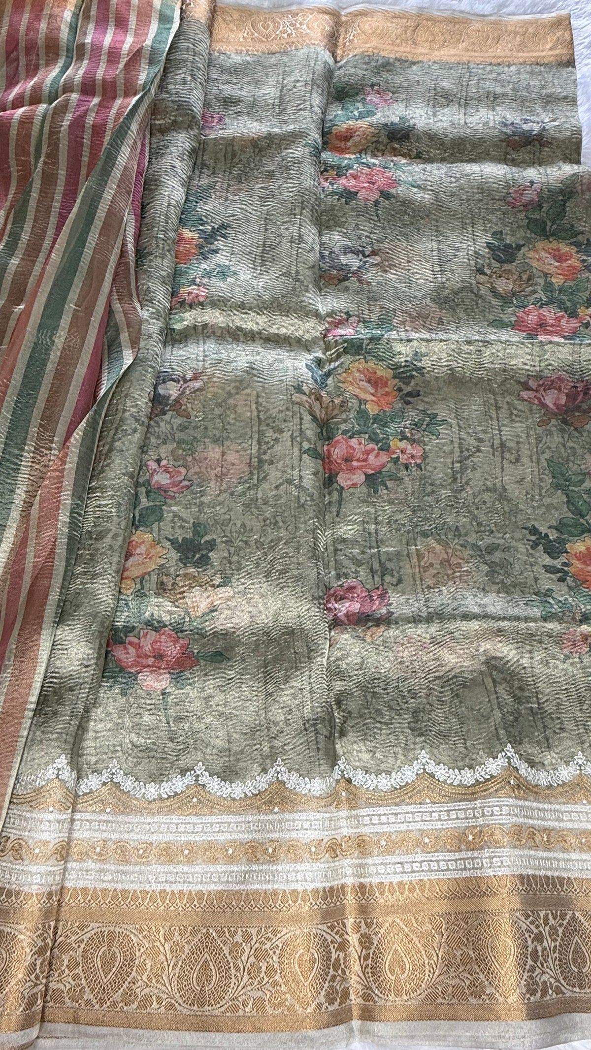 Green TissueDigital Print Saree