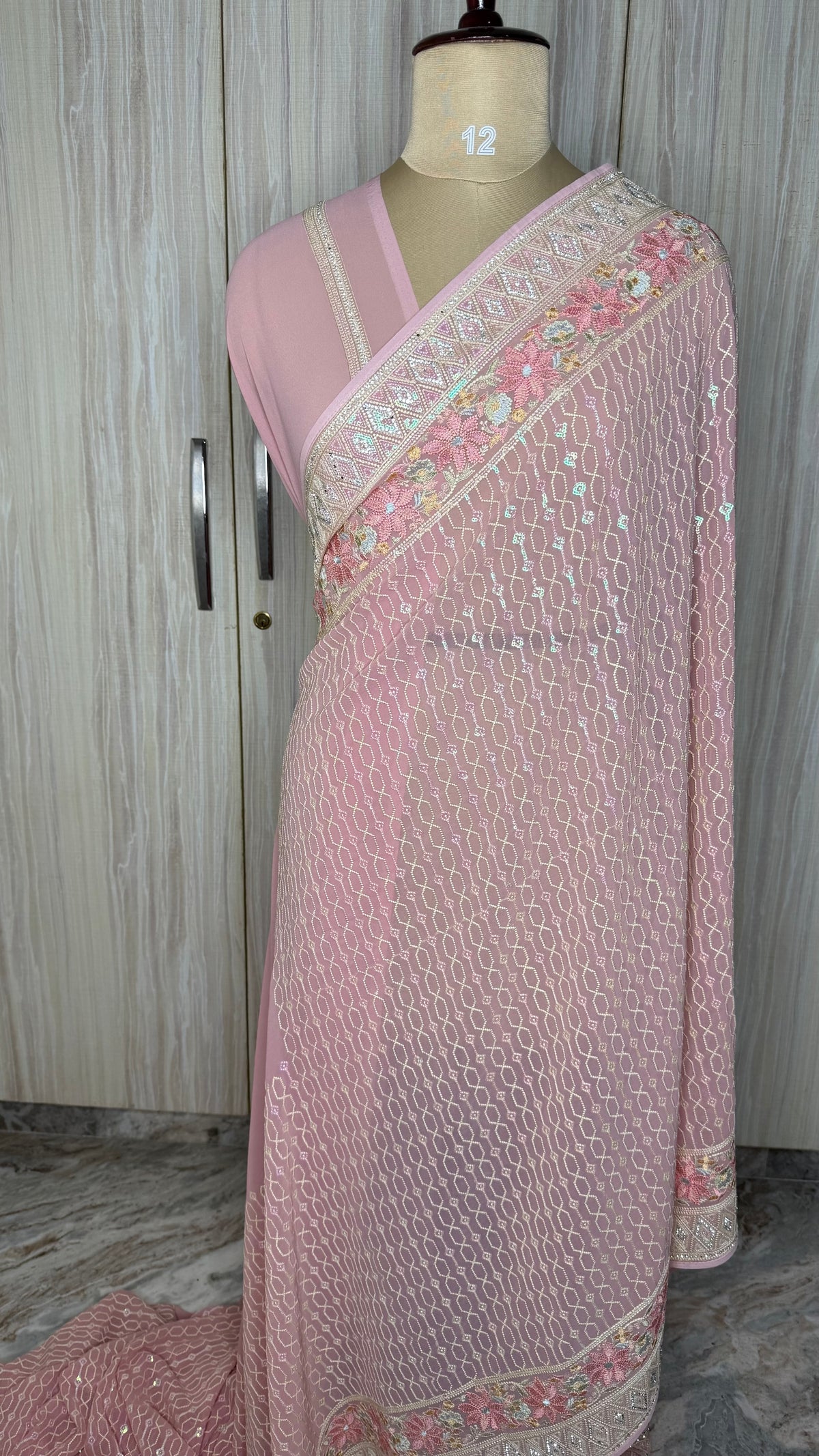 Pastel Pink Embrodiary Designer Saree