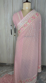 Pastel Pink Embrodiary Designer Saree