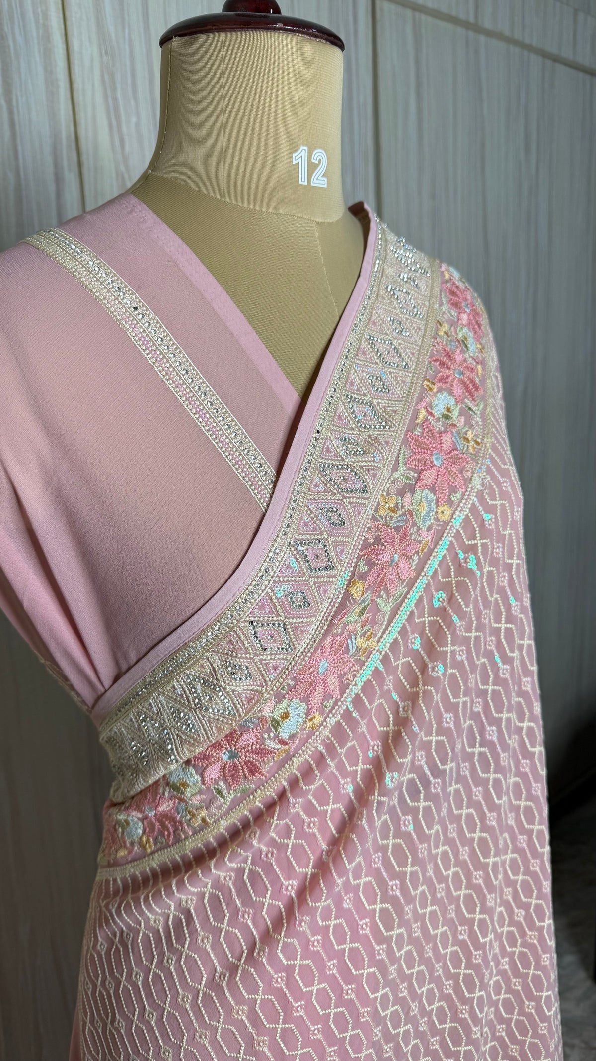 Pastel Pink Embrodiary Designer Saree