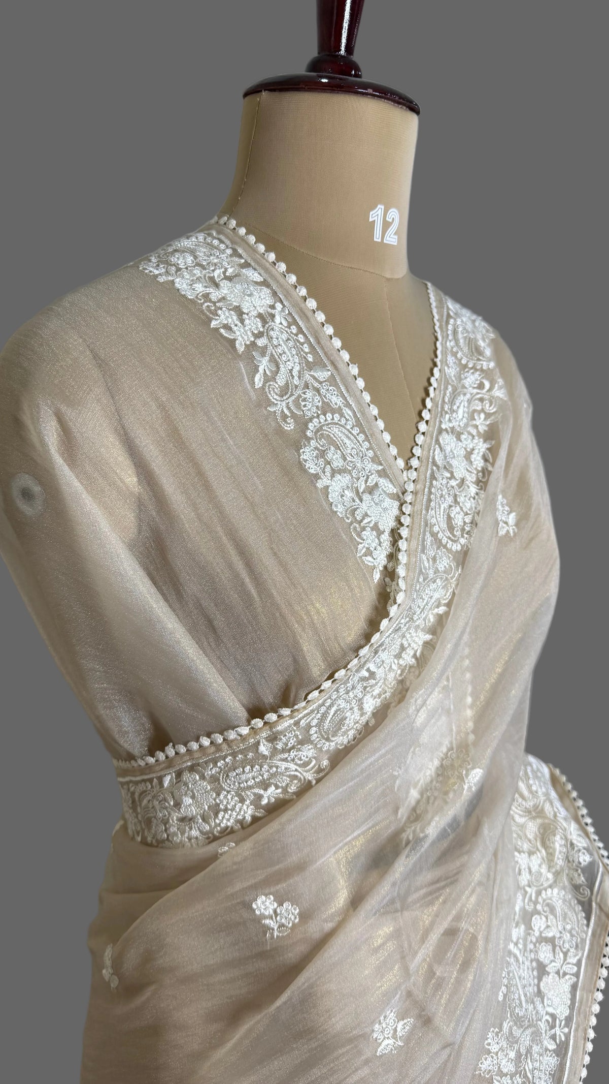 Cream Tissue Shimmer with Sequin Saree