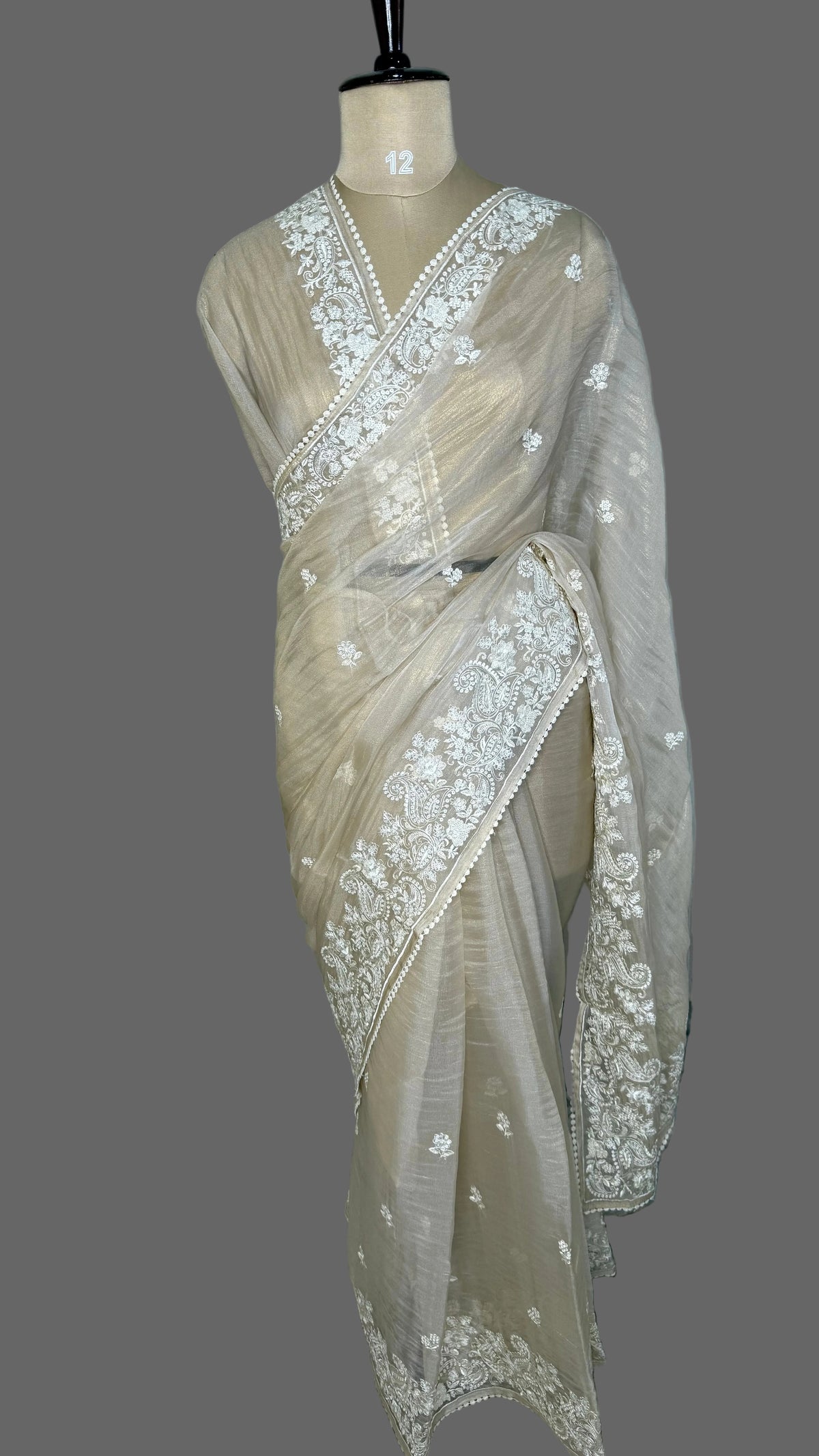 Cream Tissue Shimmer with Sequin Saree