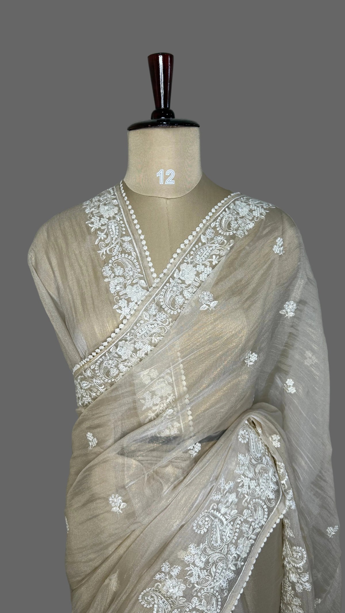 Cream Tissue Shimmer with Sequin Saree