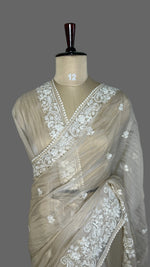Cream Tissue Shimmer with Sequin Saree