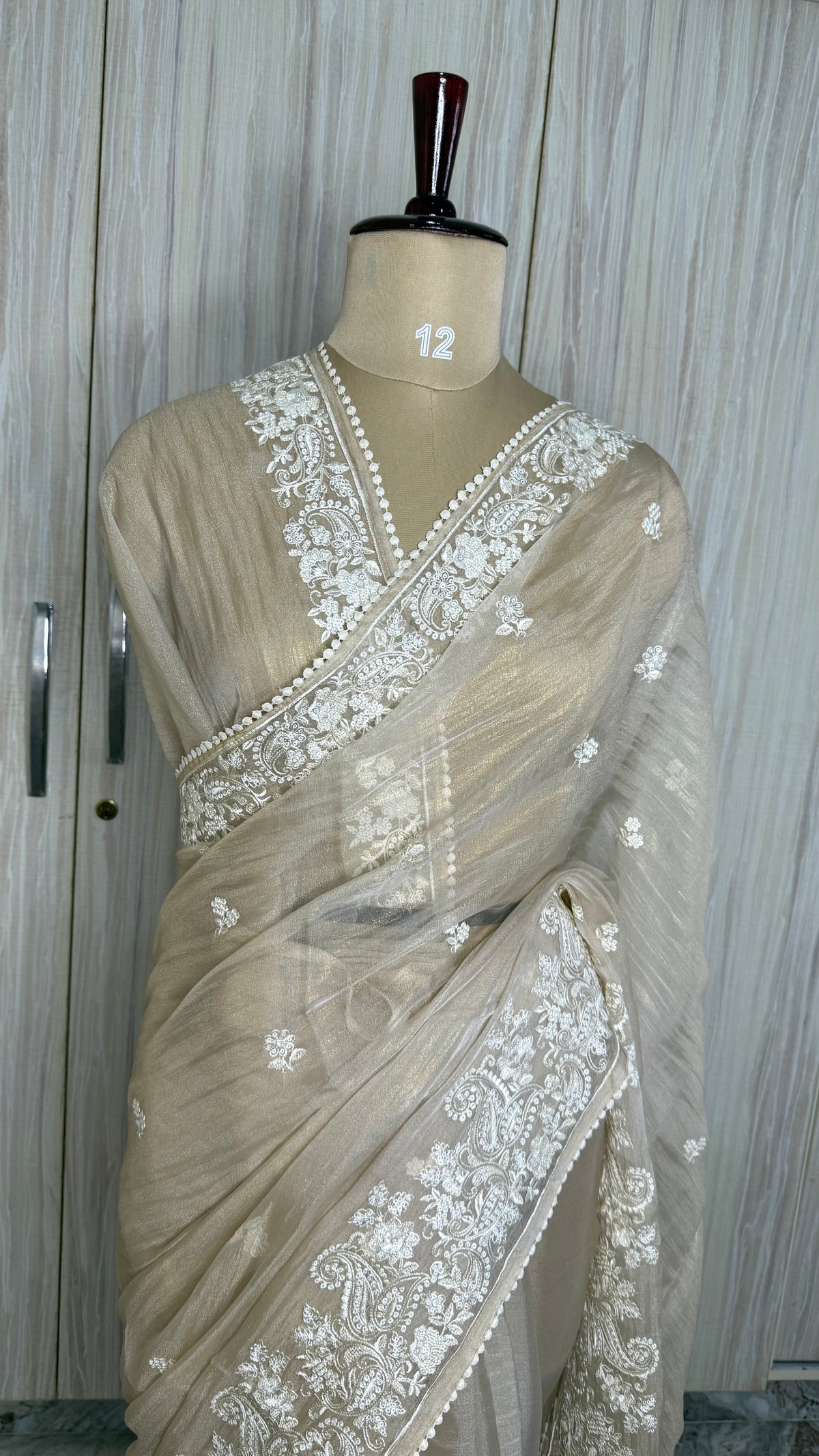Cream Tissue Shimmer with Sequin Saree