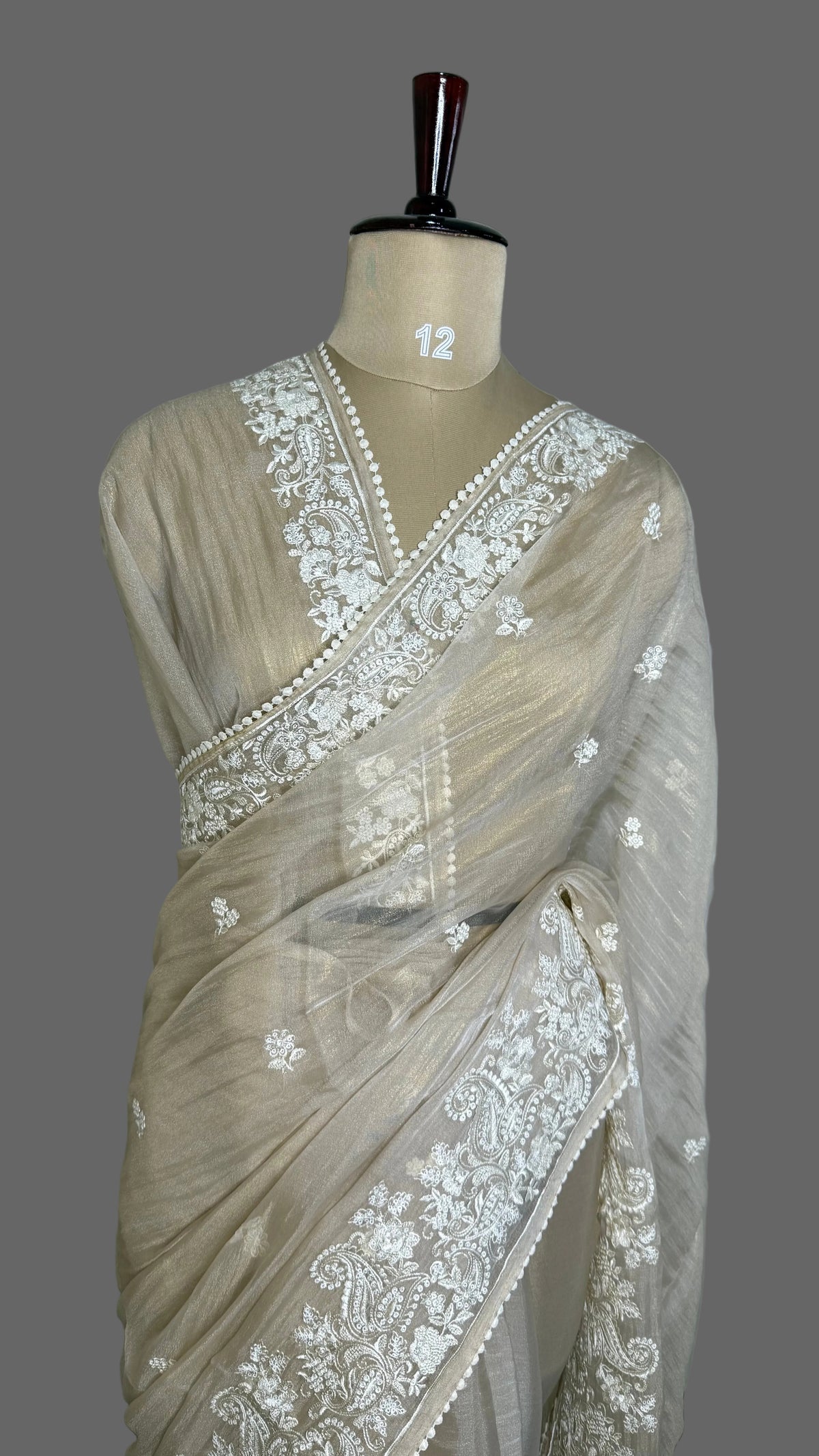Cream Tissue Shimmer with Sequin Saree