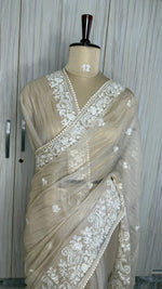 Cream Tissue Shimmer with Sequin Saree