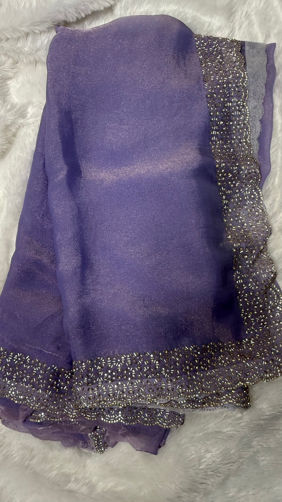 Lilac Shimmer Designer Saree