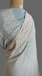 Pastel Blue Chikankari Designer Saree
