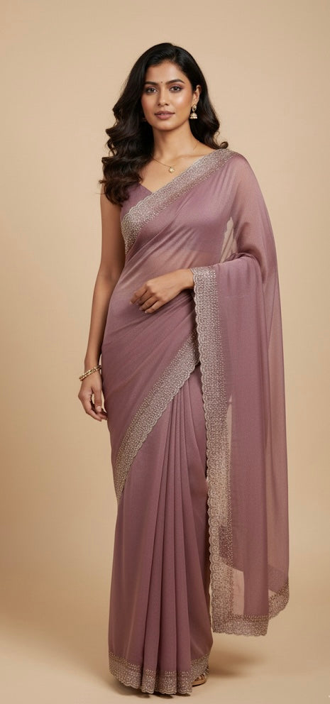 Pink Shimmer Designer Saree