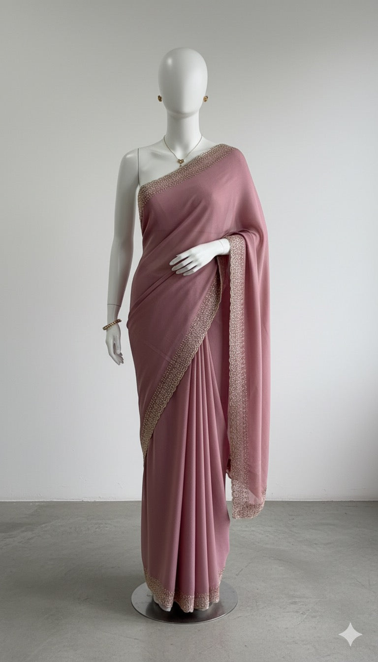 Pink Shimmer Designer Saree