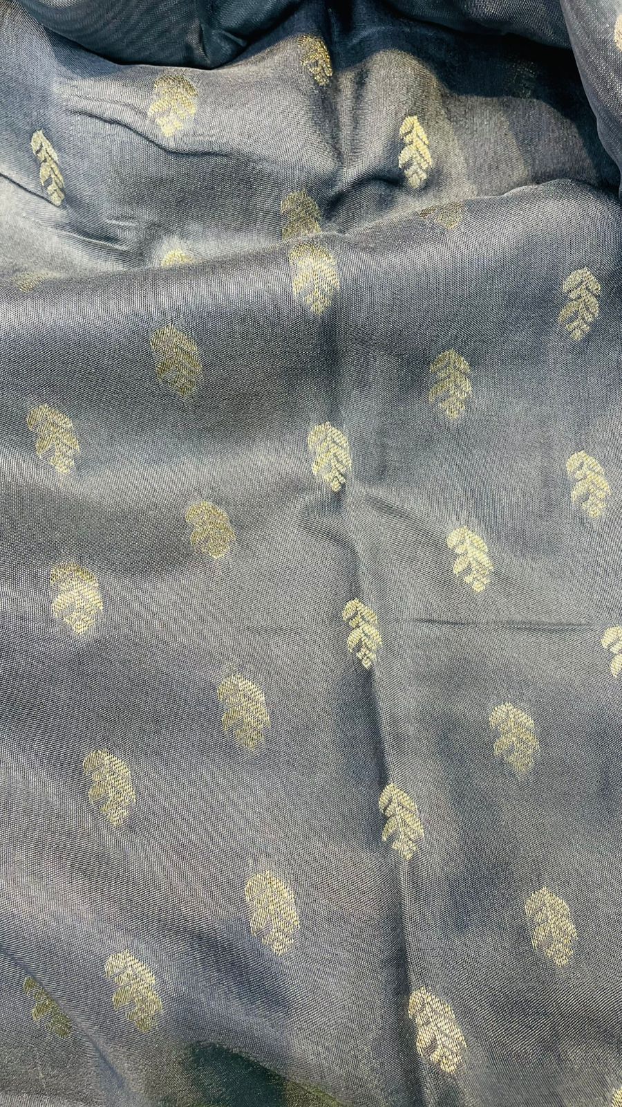 Bluish Grey Butta with Satin Border