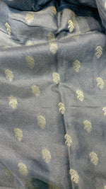 Bluish Grey Butta with Satin Border