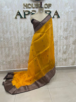 Mustard Yellow Pure Kora Antique saree 02