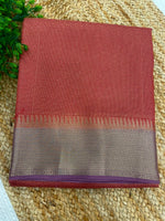 Red n Lavender Checks Cotton Silk Saree 13