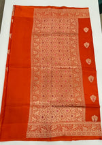 Orange Pure Katan Big Butta Designer saree 02