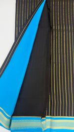 Black Stripes Pure Mysore Silk Crape Saree 01