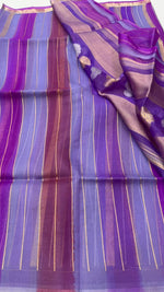 Purple Pure Rangkart Kora Stripes Organza saree 02