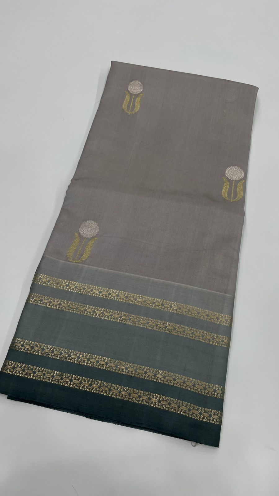 Gray Pure Katan Designer saree 02