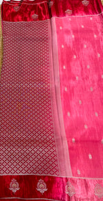 Pink n Red Matka Silk with Satin Border Saree 14