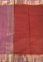 Orange n Pink Checks Cotton Silk Saree 13