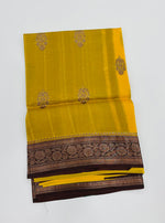 Mustard Yellow Pure Kora Designer saree 02