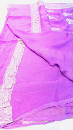 Light Purple With Silver Zari Pure Khaddi Chiffon