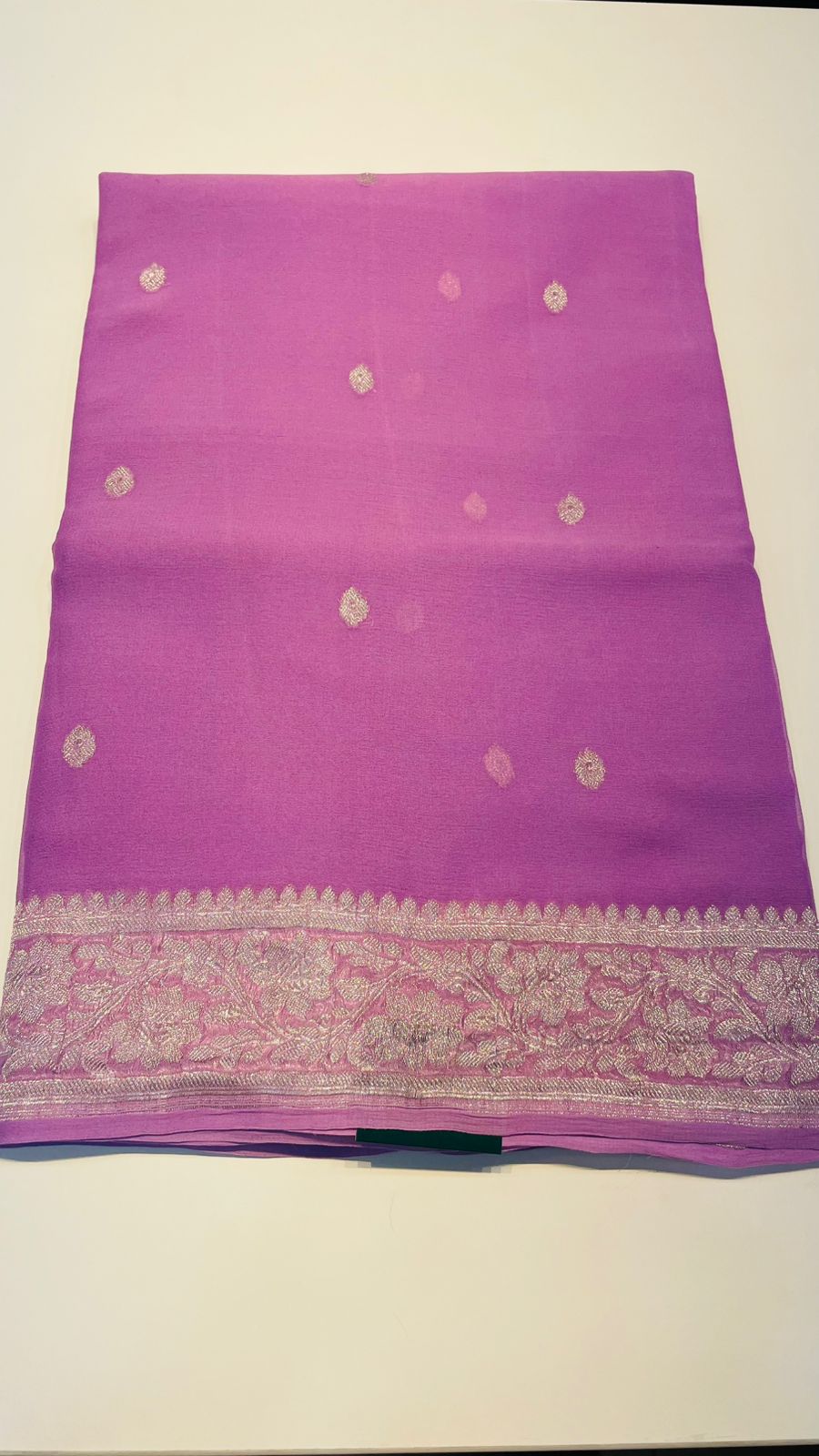 Light Purple With Silver Zari Pure Khaddi Chiffon