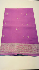 Light Purple With Silver Zari Pure Khaddi Chiffon