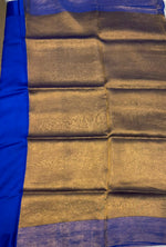 Gold n Blue Pure Tissue Organza Saree 11