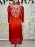 Orange Chinnon Handwork Airline Kurtha 112