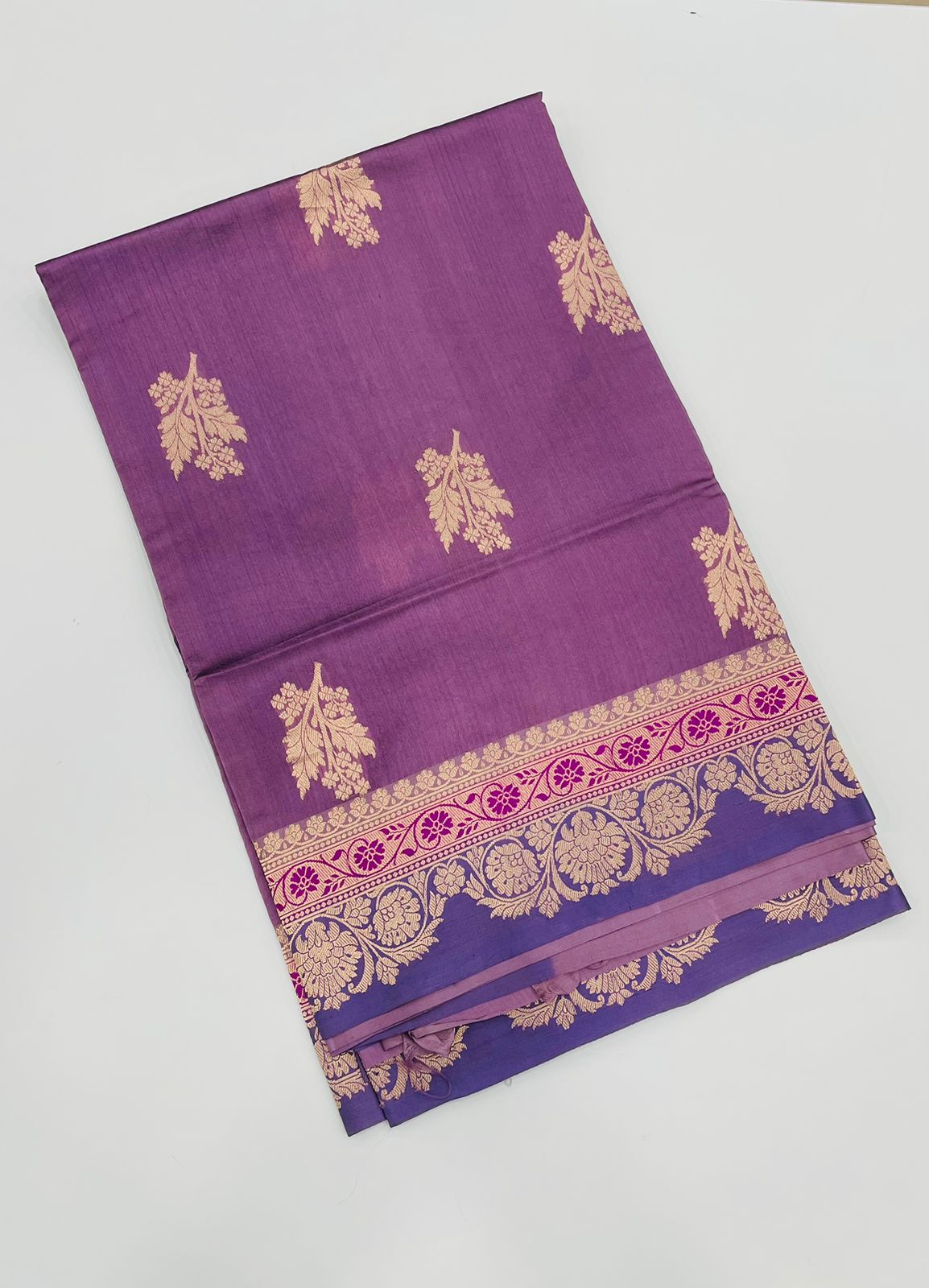 Purple Pure Katan Designer saree 02