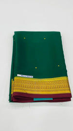 Bottle Green n Brown Pure Mysore Silk Crepe Saree 01
