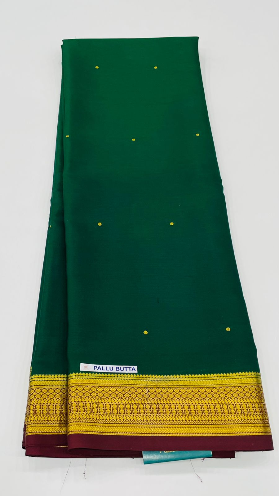 Bottle Green n Brown Pure Mysore Silk Crepe Saree 01