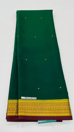 Bottle Green n Brown Pure Mysore Silk Crepe Saree 01