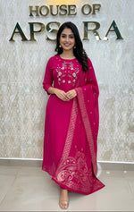 Pink Mul Chanderi Silk Hand Embroidery Kurtha 114