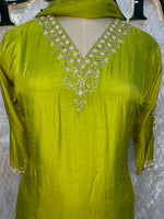 Green Mul Chanderi Straight Fit Kurtha 116