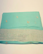 Sky Blue With Silver Zari Pure Khaddi Chiffon