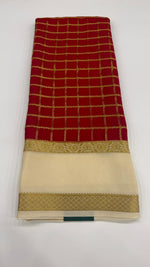Maroon Stripes Pure Mysore Silk Crape Saree 01