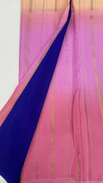 Pink 3D Stripes Pure Mysore Silk Crepe Saree 01