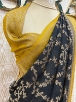 Black n Yellow Khadi Georgette Saree 26