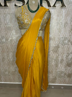 Yellow Handwork Stitched Blouse Read To Ware Saree 55