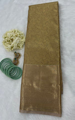 Gold n Beige Brocade Semi Kanchi Tissue Saree