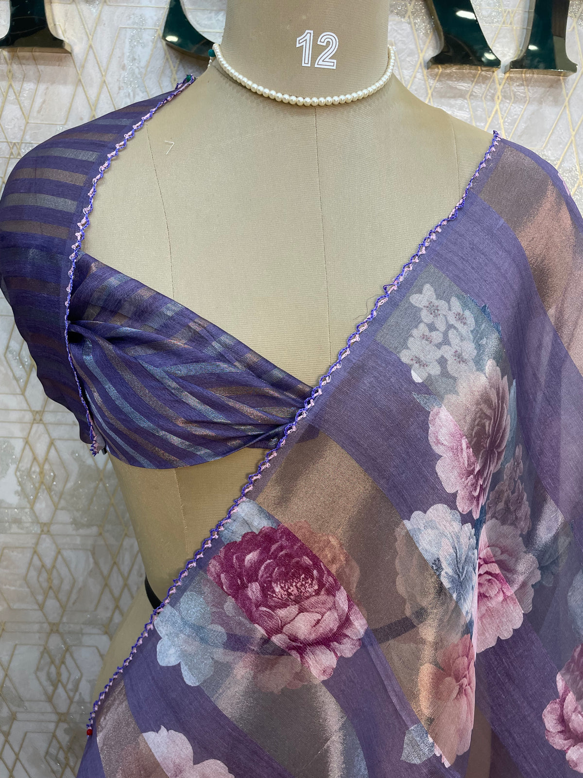 Purple Tissue Digital Print Saree 94