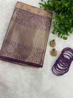 Gold n Wine Brocade Semi Kanchi Tissue Saree