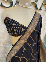 Black Pure Banarasi Crepe Saree 03